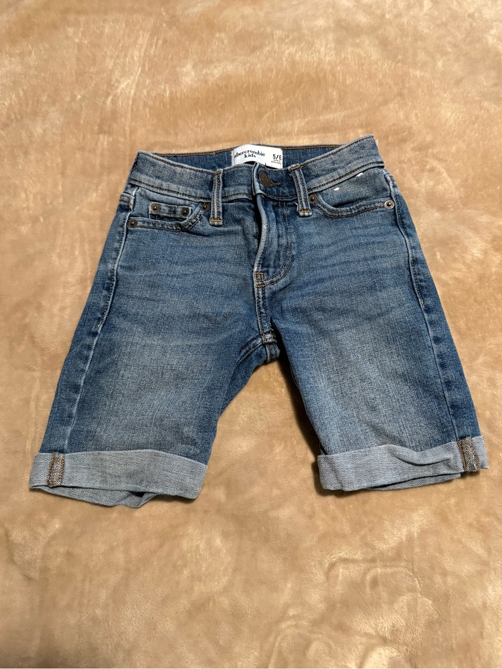 abercrombie kids Denim Roll-Cuff Shorts - Blue Wash